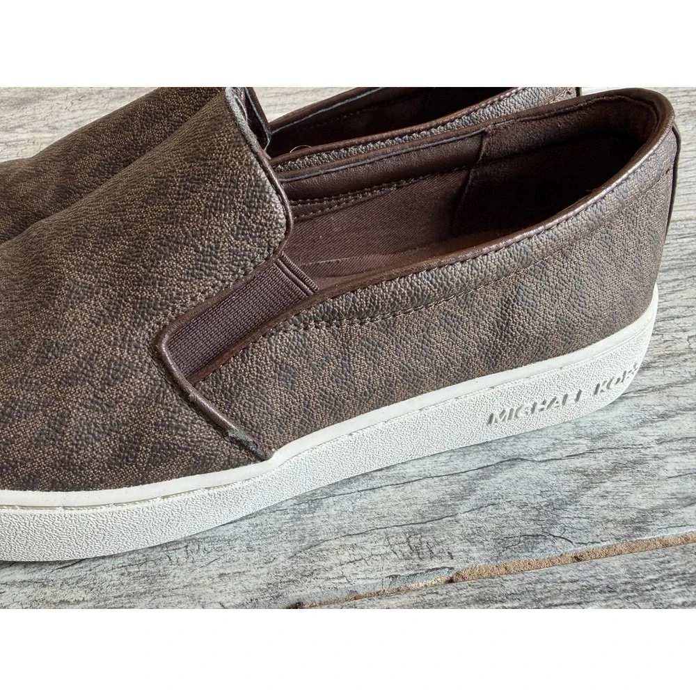 Michael Kors Keaton‎ Slip On Sneakers 9 MK Monogram Flats Womens Shoes Loafers